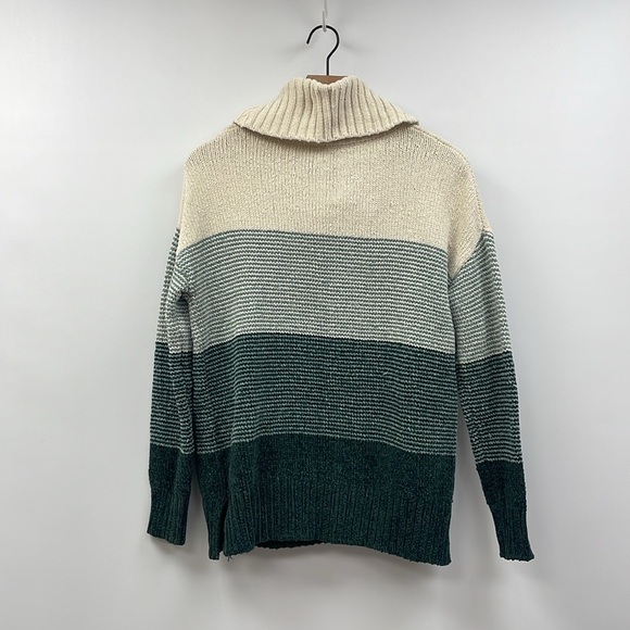 Modcloth Chenille Chunky Ombre Knit Play It Cowl Pullover Sweater Teal Medium - Picture 5 of 8